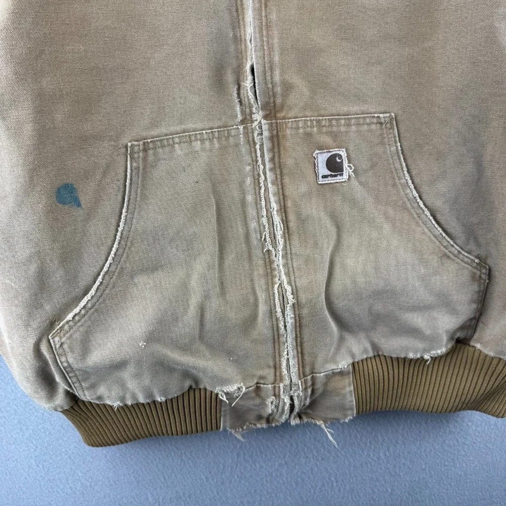 Carhartt Jacket Mens Large J130 Tan Insulated Active Jac Vintage Y2K Hood 2006